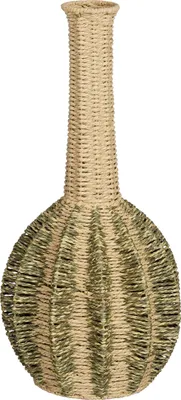 Produktbild von Mica Decorations Vase Dekorativ - Blumenvase 56 x Ø25 cm - Bodenvase Deko Wohnzimmer - Papier, Eisen - Hellgelb, Grün
