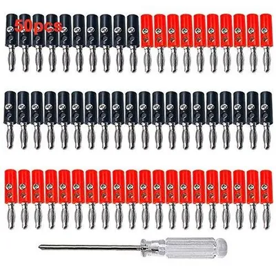 Zdjęcie produktu dla Wtyczka bananowa 4 mm niklowana złącze adapter głośnika 50 szt