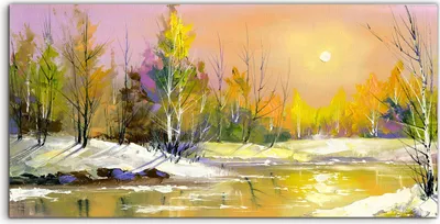 Produktbild von Coloray - Glasbild - 100x50 cm - Wandbild - Glasbilder - Sonnenuntergang See Der Wald Fluss