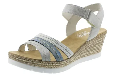 Produktbild von Rieker 61955-80 Damen Sandalen Keilabsatz Sandaletten, Größe:42 EU, Farbe:Weiß