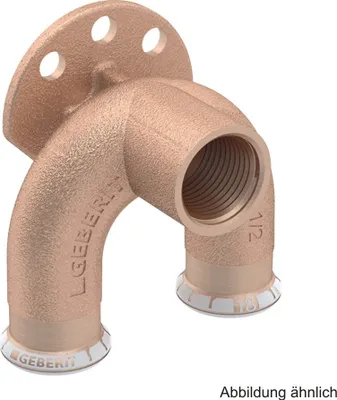 Produktbild von Geberit Mapress Kupfer Doppelanschlusswinkel 90°, 22mm x 1/2" x 22mm, Rotguss