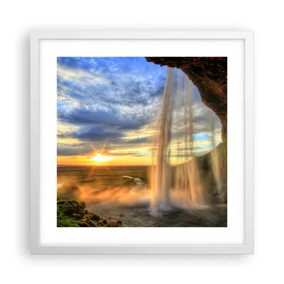 Produktbild von Gerahmtes Poster - Weißer Rahmen - Wasserfall Natur Park Sonne - 40x40 cm - Wand Bild - Wanddeko - Wandbilder - Wandposter - Bilderrahmen - Bilder - Kunstdruck - Wandbild - P2WAC40x40-2716
