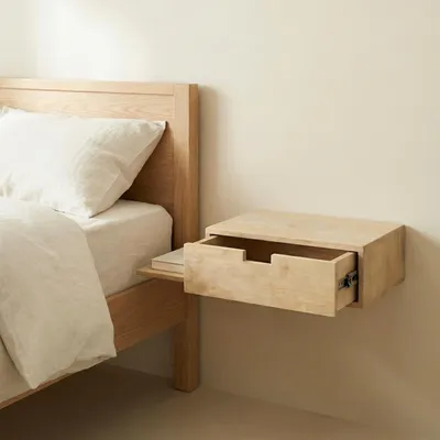 Produktbild von Giga Meubel Nachttisch Niek - Schwebend Natur Mangoholz - Links - 65x30x16cm