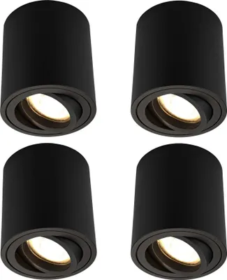 Produktbild von Ledvion - 4X LED Aufbauspots Rund, Dimmbare, 5W, 2700K, Schwarz, Deckenleuchte