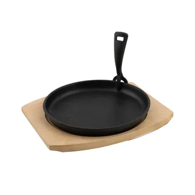 Produktbild von Barbecook Gusseisenpfanne mit Bambusuntersetzer
