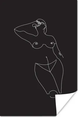 Produktbild von MuchoWow® Poster Frau - Körper - Strichzeichnung 40x60 cm - Plakate für die Wand - Poster Babyzimmer