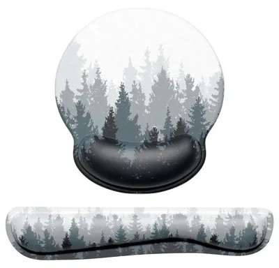 Produktbild von Tastatur-Handgelenkauflage und Mauspad mit Handgelenkstütze, Memory-Schaum, rutschfest, Aquarellwald, 43,2 cm