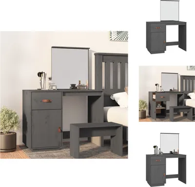 Zdjęcie produktu dla vidaXL Toaletka szara 95x50x134 cm lite drewno sosnowe - Toaletki