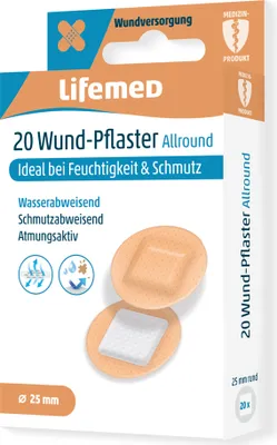 Produktbild von Lifemed Wund-Pflaster "Allround" rund hautfarben 20 Stück