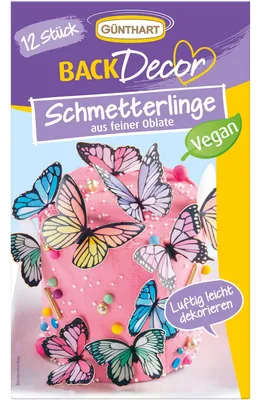 Produktbild von BackDecor 12 bunte Schmetterlinge aus Oblaten
