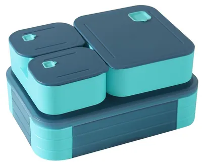 Produktbild von Lunchbox mit Fächern – 1100 ml Lunchbox für Kinder – Auslaufsichere Lunchbox mit Fächern – 3-in-1 Bento-Box für die Schule – Stapelbare Snackbox mit Deckel, BPA-frei