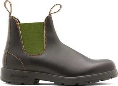 Image de Blundstone Blundstone 519 Stout Brown Leather with Olive Elastic (500 Series) Leder Größe : 42 Schmal