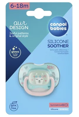 Zdjęcie produktu dla Canpol, Smoczek silikonowy, symetryczny 6-18m, lama EXOTIC 34/921