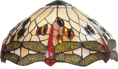 Produktbild von Clayre & Eef Lampenschirm Tiffany Ø 31x17 cm Beige Rot Glas Libelle