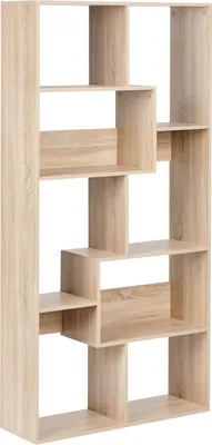 Obrázek produktu pro BELIANI Světle hnědá knihovna z dřevotřísky se 6 policemi otevřená nepravidelný design úložný prostor minimalistický styl obývací pokoj