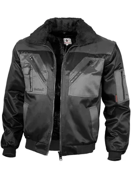 Produktbild von Qualitex Pilotenjacke - modische 4-in-1 Arbeitsjacke aus Mischgewebe - ideale Übergangsjacke - in Farbe: schwarz/grau - Herren: XL - Damen: 48