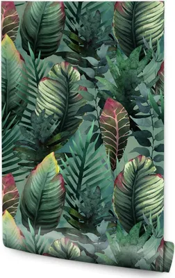 Produktbild von 10m VLIES TAPETE Rolle Aquarell tropische Blaetter wie gemalt 6546