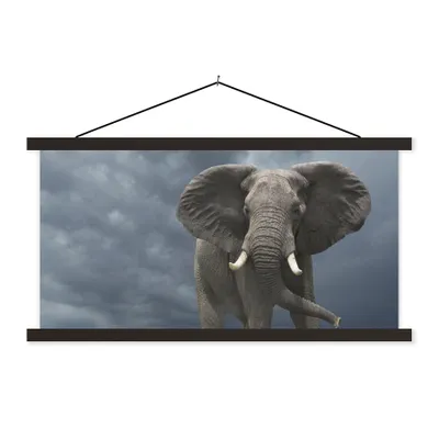Produktbild von MuchoWow® Textilposter Elefant - Wolken - Tiere - Natur 120x60 cm mit schwarzem Rahmen - Dekoration Schlafzimmer