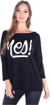 Obrázek produktu pro Dámská halenka s dlouhým rukávem a potiskem Ano; černá/2XL/3XL