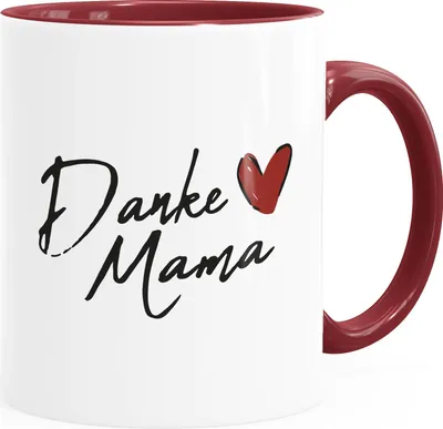 Produktbild von Kaffee-Tasse Herz Danke Mama Dankeschön-Geschenk für Mama zum Muttertag oder einfach so SpecialMe® inner-bordeaux Keramik-Tasse