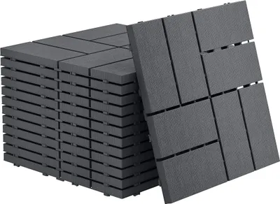 Produktbild von XMTECH Terrassenfliesen 5㎡ (55 Stück) – Klickfliesen 30x30 cm in Anthrazit Typ A, Holzoptik Balkonfliesen für Terrasse & Garten, Wetterfest