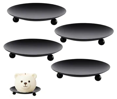 4er-Set Kerzenuntersetzer, schwarz, Ø 6,8 cm, Eisen