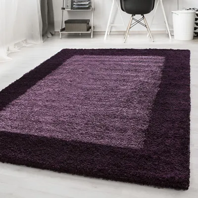 Produktbild von Carpetsale24 Hochflor Teppich Bordüre Design Modern Shaggy Teppich Wohnzimmer, Schlafzimmer Flauschig Weich, Grösse: 240x340 cm
