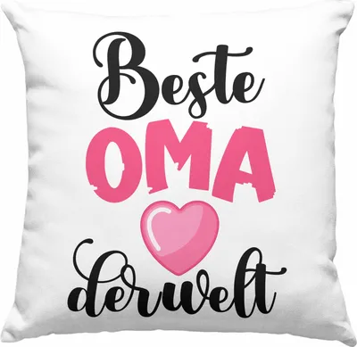 Produktbild von Trendation - Für Die Beste Oma Der Welt Deko-Kissen mit Füllung 40x40 Geschenk Geschenkidee Von Enkel Enkelin Herz (Rosa)