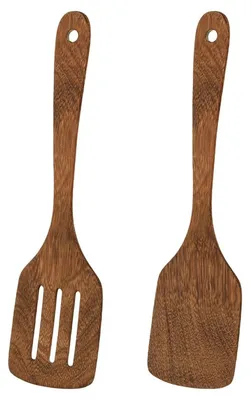 Produktbild von 2 Stück Pfannenwender Holz, Küchenutensilien, Schlitzwender, Kochbesteck-Set, Hitzebeständig