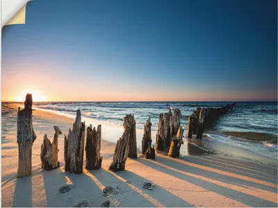 Produktbild von ARTland Wandbild, selbstklebend Sonnenuntergang Strand Wellenbrecher Größe: 40x30 cm