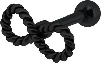 Produktbild von Seil Ohrring Helix Ohrpiercing 925 Sterling Silber Unendlichkeit in verschiedenen Farben Material - Silber schwarz-plattiert Verschlusskugel - 3 mm