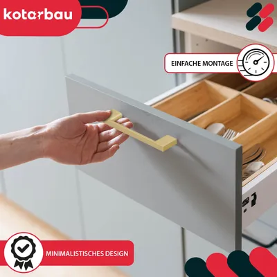 Schrankgriffe 10er Set Gold - 50mm Quadratische Griffe Edelstahl