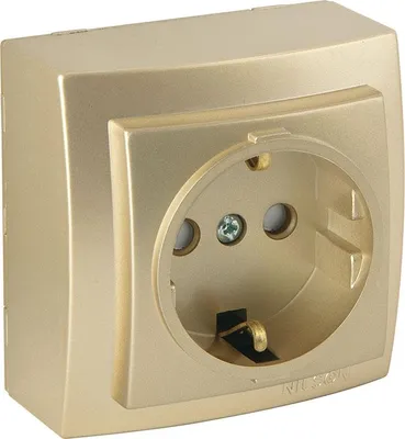 Produktbild von Steckdose mit Kindersicherung Gold Metall Optik – Aufputz IP20 für Innen – THEMIS