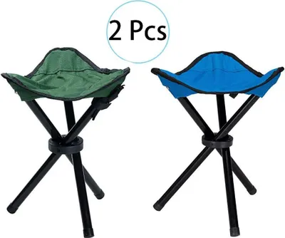 Produktbild von Outdoor Hocker Klappbar 2 Stücke, Dreibeinhocker 3-Bein-Hocker Kompakt Outdoor Stativ Hocker Klapp Freizeit Hocker, 3 Beine Stuhl Sitz Klapp Hocker Tragbar für Angeln Camping Wandern BBQ