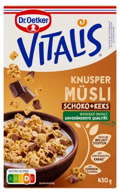 Produktbild von Dr. Oetker Vitalis Knuspermüsli Schoko und Keks Packung 430g