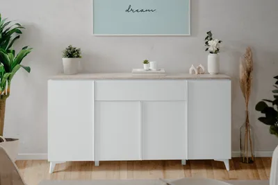 Produktbild von Sideboard >Bertrix< in Sandstein / weiß - 177x92x40cm (BxHxT)