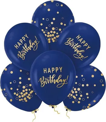 Image de Ballons d'anniversaire bleu marine et or, lot de 6