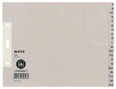 Immagine prodotto di Leitz 1210-00-85 1210 Register - A - Z, Papier, A4 Überbreite, halbe Höhe, 20 Blatt, grau