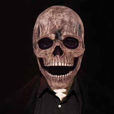 Totenkopfmaske mit beweglichem Kiefer, Latex, Halloween, Cosplay