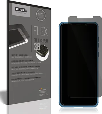 A product packaging and a smartphone with a screen protector.