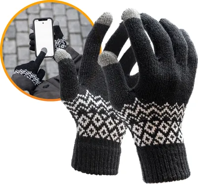 Produktbild von R2B Touchscreen Handschuhe für Herren / Damen - Größe S/M in Schwarz - Winter