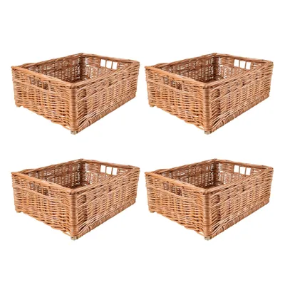 Zdjęcie produktu dla Creative Home 4x Kosz wiklinowy z uchwytami | 40x30x15 cm (+/- 2cm) |Skrzynia do Przechowywania | ręcznie pleciony | na dokumenty, zabawki, narzędzia