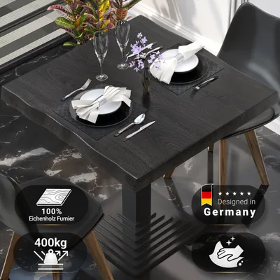 Produktbild von PERU | Gastro Tischplatte Baumkante | B:T 70 x 70 cm | Wenge Schwarz | Quadratisch | Gastro Massivholzplatte