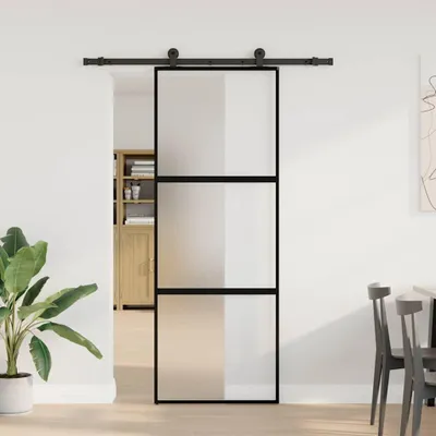 Produktbild von vidaXL Schiebetür mit Beschlag 76x205 cm Hartglas & Aluminium