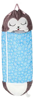 Produktbild von KIK KX3016 2-in-1-Schlafsack und Kissen für Kinder, 125 x 50 cm, Eule