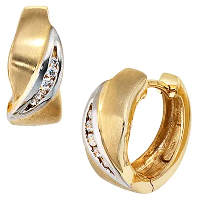 Produktbild von Creolen Creole Ohrringe 14.5mm mit 10 Zirkonia 333 Gold Gelbgold Damen