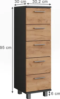 Obrázok produktu pre Midi skrinka Vicco Ilias Antracit/zlatý dub 30.2 x 95 cm, Model 54756
