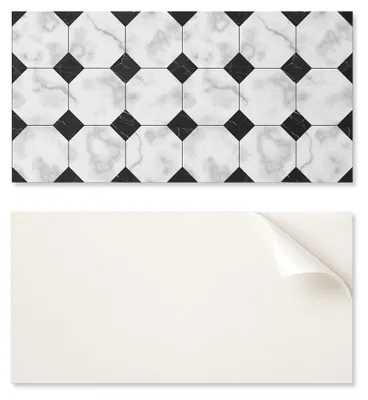 Image de Planche en PVC adhésive avec motif décoratif, idéale pour les couloirs, dimensions 100 x 50 cm, motifs géométriques en forme de carreaux