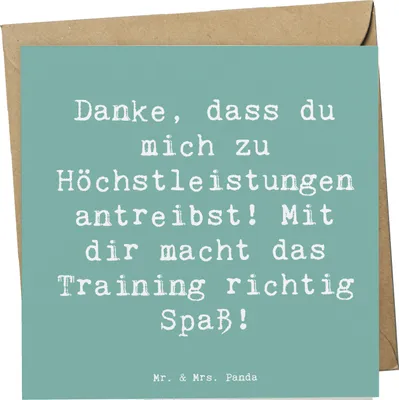 Produktbild von Mr. & Mrs. Panda Grußkarte Spruch Motivierender Fitness-Trainer - Meeresbrise - Geschenk, Training, Wertschätzung, Danke sagen, Dankeschön, Bedanken, Glückwunschkarte