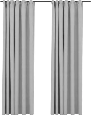 Produktbild von vidaXL Verdunkelungsvorhänge Haken Leinenoptik 2 Stk. Grau 140x225 cm